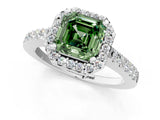 White gold Fancy Green Asscher  Halo Diamond Pavé Solitaire Ring_16