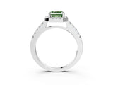 White gold Fancy Green Asscher  Halo Diamond Pavé Solitaire Ring_18