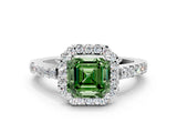 White gold Fancy Green Asscher  Halo Diamond Pavé Solitaire Ring_27
