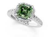 White gold Fancy Green Asscher  Halo Diamond Pavé Solitaire Ring_28