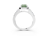 White gold Fancy Green Asscher  Halo Diamond Pavé Solitaire Ring_30