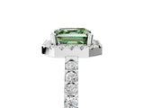 White gold Fancy Green Asscher  Halo Diamond Pavé Solitaire Ring_32