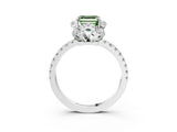 White gold Fancy Green Asscher  Halo Diamond Pave Band Ring with Four-Prong Setting_39