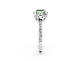 White gold Fancy Green Asscher  Halo Diamond Pave Band Ring with Four-Prong Setting_41