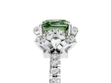 White gold Fancy Green Asscher  Halo Diamond Pave Band Ring with Four-Prong Setting_41