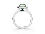 White gold Fancy Green Asscher  Halo Diamond Ring with Cathedral Band and Four-Prong Setting_49