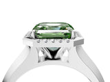White gold Fancy Green Asscher  Halo Diamond Ring with Cathedral Band and Four-Prong Setting_50