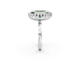 White gold Fancy Green Asscher  Halo Diamond Ring with Milgrain Edge and Round Prong Setting_37