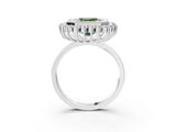 White gold Fancy Green Asscher  Halo Diamond Ring with Milgrain Edge and Round Prong Setting_37