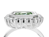 White gold Fancy Green Asscher  Halo Diamond Ring with Milgrain Edge and Round Prong Setting_39