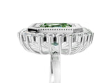 White gold Fancy Green Asscher  Halo Diamond Ring with Milgrain Edge and Round Prong Setting_40