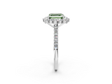 White gold Fancy Green Asscher  Halo Diamond Ring with Pavé Band and Prong Setting_14