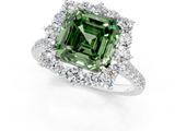 White gold Fancy Green Asscher  Halo Diamond Ring with Pavé Band and Prong Setting_18