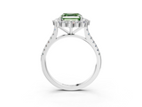 White gold Fancy Green Asscher  Halo Diamond Ring with Pavé Band and Prong Setting_20