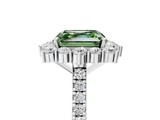 White gold Fancy Green Asscher  Halo Diamond Ring with Pavé Band and Prong Setting_22