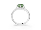 White gold Fancy Green Asscher  Halo Diamond Ring with Round Cluster Setting, Solitaire Band, and Four-Prong Setting_32