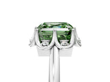 White gold Fancy Green Asscher  Halo Diamond Ring with Round Cluster Setting, Solitaire Band, and Four-Prong Setting_34