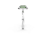 White gold Fancy Green Asscher  Halo Diamond Solitaire with Pavé Band and Four-Prong Setting_14