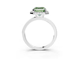 White gold Fancy Green Asscher  Halo Diamond Solitaire with Pavé Band and Four-Prong Setting_15