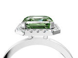 White gold Fancy Green Asscher  Halo Diamond Solitaire with Pavé Band and Four-Prong Setting_16