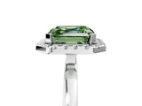 White gold Fancy Green Asscher  Halo Diamond Solitaire with Pavé Band and Four-Prong Setting_17