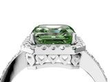 White gold Fancy Green Asscher  Halo Diamond Solitaire with Pavé Band and Four-Prong Setting_51