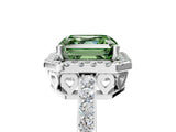 White gold Fancy Green Asscher  Halo Diamond Solitaire with Pavé Band and Four-Prong Setting_51