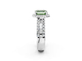 White gold Fancy Green Asscher  Halo Diamond Split Shank Engagement Ring with Prong Setting_101
