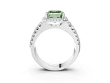 White gold Fancy Green Asscher  Halo Diamond Split Shank Engagement Ring with Prong Setting_102