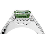 White gold Fancy Green Asscher  Halo Diamond Split Shank Engagement Ring with Prong Setting_103