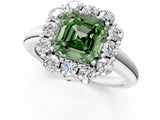 White gold Fancy Green Asscher  Halo Milgrain Solitaire with Bezel Set Side Stones and Pave Band_33