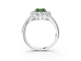 White gold Fancy Green Asscher  Halo Milgrain Solitaire with Bezel Set Side Stones and Pave Band_35