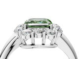White gold Fancy Green Asscher  Halo Milgrain Solitaire with Bezel Set Side Stones and Pave Band_36