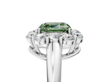 White gold Fancy Green Asscher  Halo Milgrain Solitaire with Bezel Set Side Stones and Pave Band_37