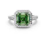 White gold Fancy Green Asscher  Halo Pavé Diamond Engagement Ring with Bezel Setting_29