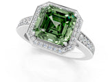 White gold Fancy Green Asscher  Halo Pavé Diamond Engagement Ring with Bezel Setting_31
