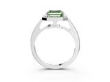 White gold Fancy Green Asscher  Halo Pavé Diamond Engagement Ring with Bezel Setting_32
