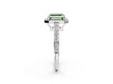 White gold Fancy Green Asscher  Halo Pavé Diamond Engagement Ring with Bezel Setting_32