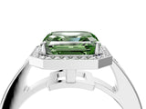 White gold Fancy Green Asscher  Halo Pavé Diamond Engagement Ring with Bezel Setting_33