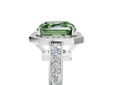 White gold Fancy Green Asscher  Halo Pavé Diamond Engagement Ring with Bezel Setting_35