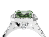 White gold Fancy Green Asscher  Halo Pavé Diamond Engagement Ring with Four-Prong Setting_30