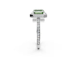 White gold Fancy Green Asscher  Halo Pave Band Solitaire Ring with Prong Setting_47
