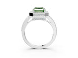 White gold Fancy Green Asscher  Halo Pave Band Solitaire Ring with Prong Setting_50