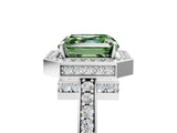 White gold Fancy Green Asscher  Halo Pave Band Solitaire Ring with Prong Setting_52