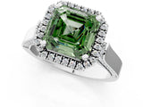 White gold Fancy Green Asscher  Halo Pave Split Shank Prong Setting Ring_57