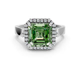 White gold Fancy Green Asscher  Halo Pave Split Shank Prong Setting Ring_58