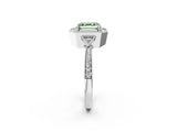 White gold Fancy Green Asscher  Halo Round Diamond Milgrain Pave Engagement Ring_5