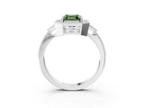 White gold Fancy Green Asscher  Halo Round Diamond Milgrain Pave Engagement Ring_6