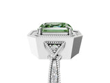 White gold Fancy Green Asscher  Halo Round Diamond Milgrain Pave Engagement Ring_8