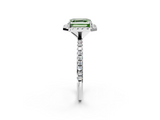 White gold Fancy Green Asscher  Halo Round Diamond Pavé Band Four-Prong Ring_5